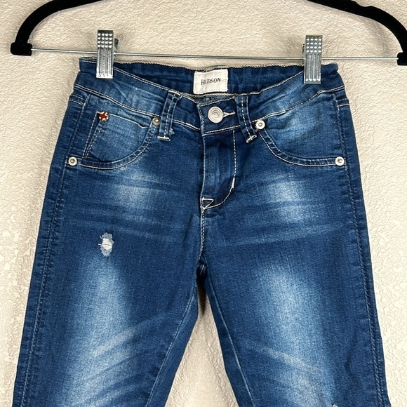 Hudson Girl's Distressed Dark Wash Skinny Jeans Size 10 - Picture 2 of 8